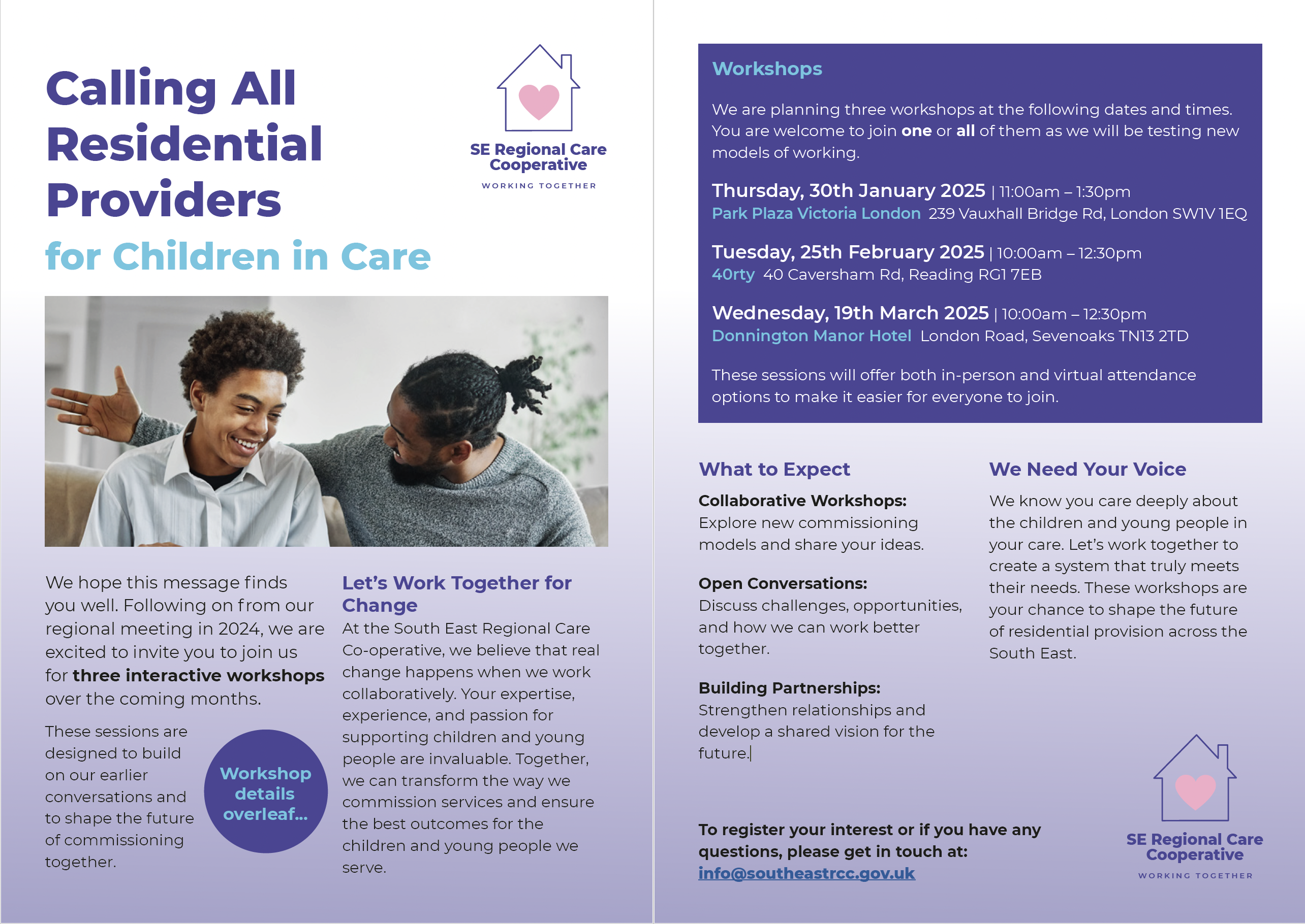 South East Regional Care Cooperative - Register to attend these essential events and shape the future of commissioning in the region. 